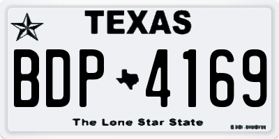 TX license plate BDP4169
