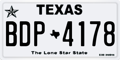 TX license plate BDP4178