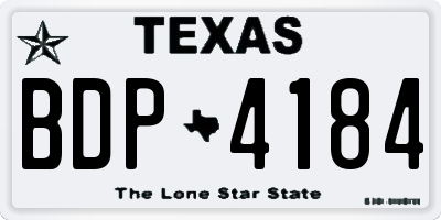 TX license plate BDP4184