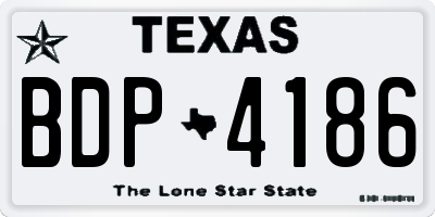 TX license plate BDP4186