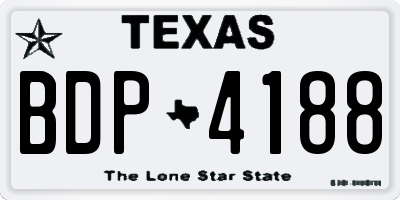 TX license plate BDP4188