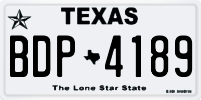 TX license plate BDP4189