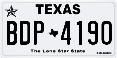 TX license plate BDP4190