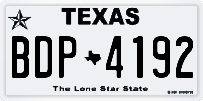 TX license plate BDP4192