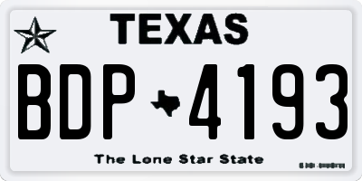 TX license plate BDP4193