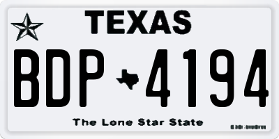 TX license plate BDP4194