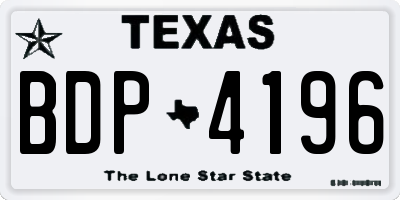 TX license plate BDP4196
