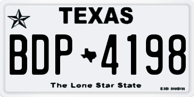 TX license plate BDP4198