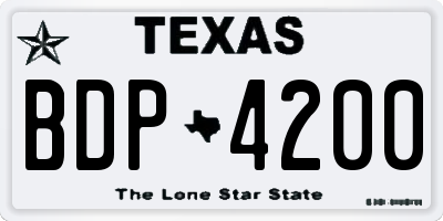 TX license plate BDP4200