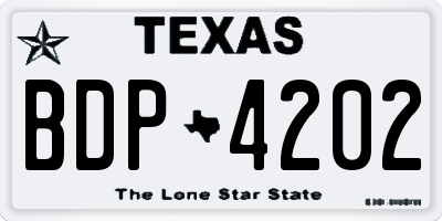 TX license plate BDP4202