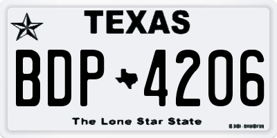 TX license plate BDP4206