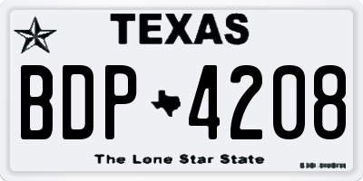 TX license plate BDP4208