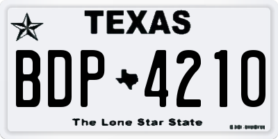 TX license plate BDP4210