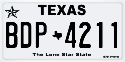 TX license plate BDP4211