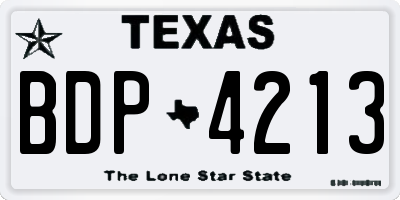 TX license plate BDP4213