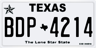 TX license plate BDP4214