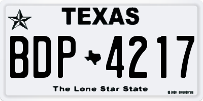 TX license plate BDP4217