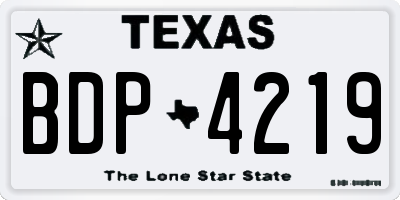 TX license plate BDP4219