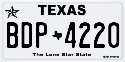TX license plate BDP4220