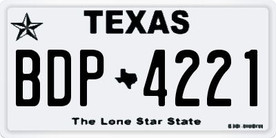 TX license plate BDP4221