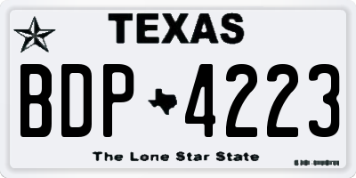 TX license plate BDP4223