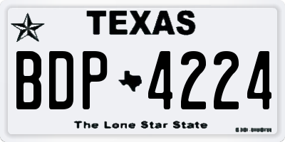 TX license plate BDP4224