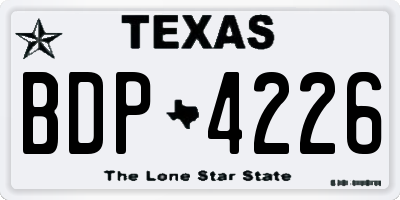 TX license plate BDP4226