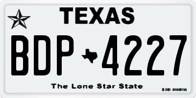 TX license plate BDP4227