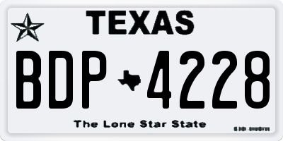 TX license plate BDP4228