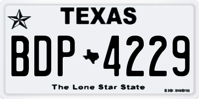 TX license plate BDP4229