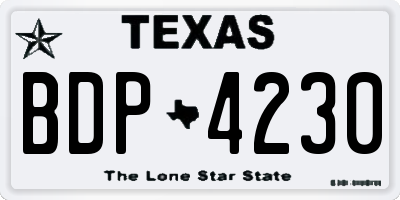 TX license plate BDP4230