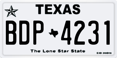 TX license plate BDP4231