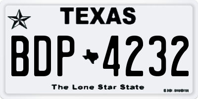 TX license plate BDP4232