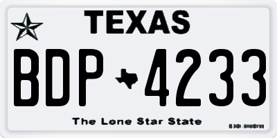 TX license plate BDP4233