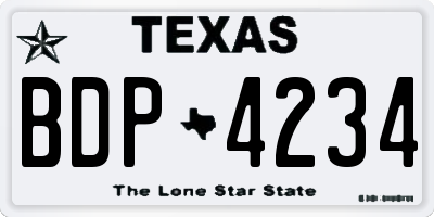 TX license plate BDP4234