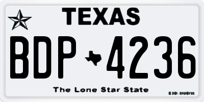 TX license plate BDP4236