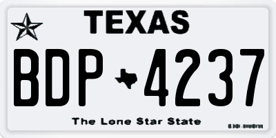 TX license plate BDP4237