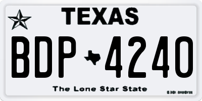 TX license plate BDP4240