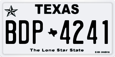 TX license plate BDP4241