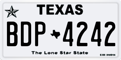 TX license plate BDP4242