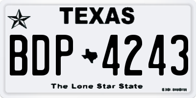 TX license plate BDP4243