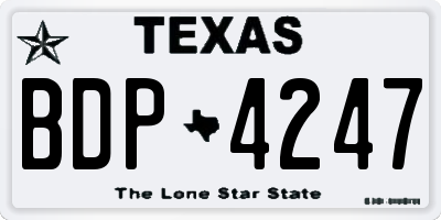 TX license plate BDP4247