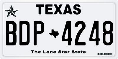 TX license plate BDP4248