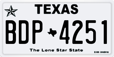 TX license plate BDP4251