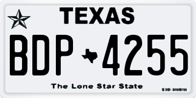 TX license plate BDP4255