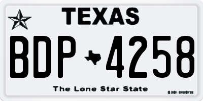 TX license plate BDP4258
