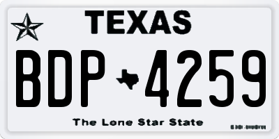 TX license plate BDP4259