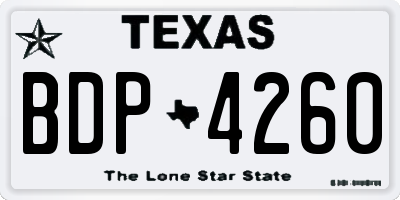 TX license plate BDP4260