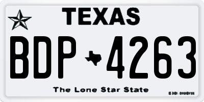 TX license plate BDP4263