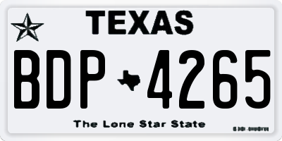 TX license plate BDP4265